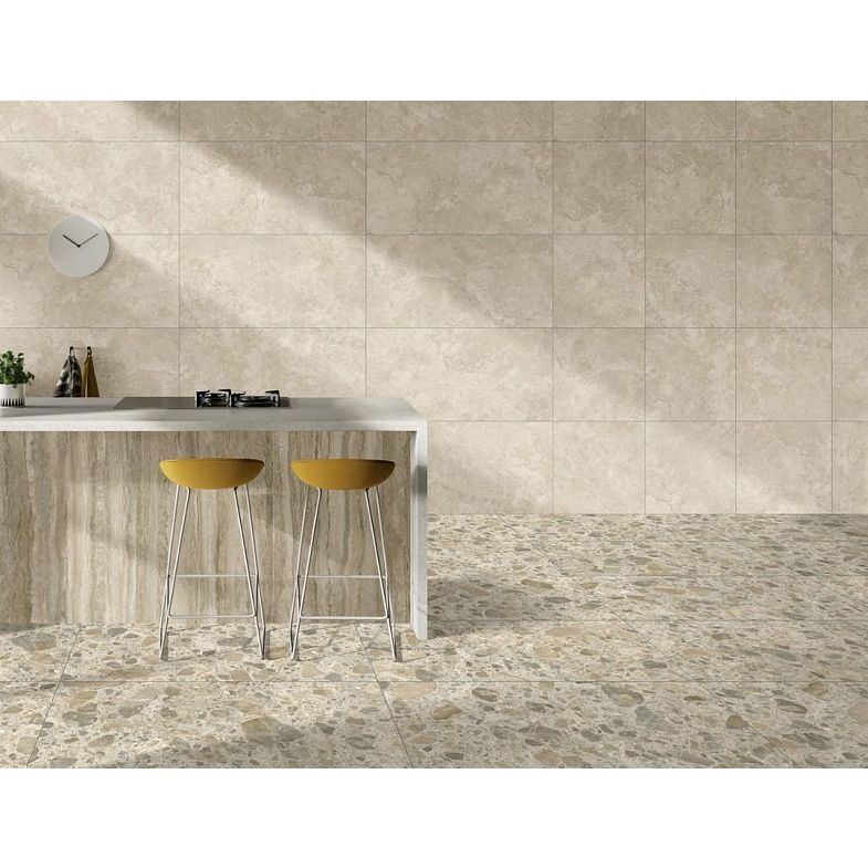 Керамогранит Vitra (Витра) CityStone Травертин Клауд Матовый R10A ректификат 60x60x0.9 см, K951841R0001VTEP