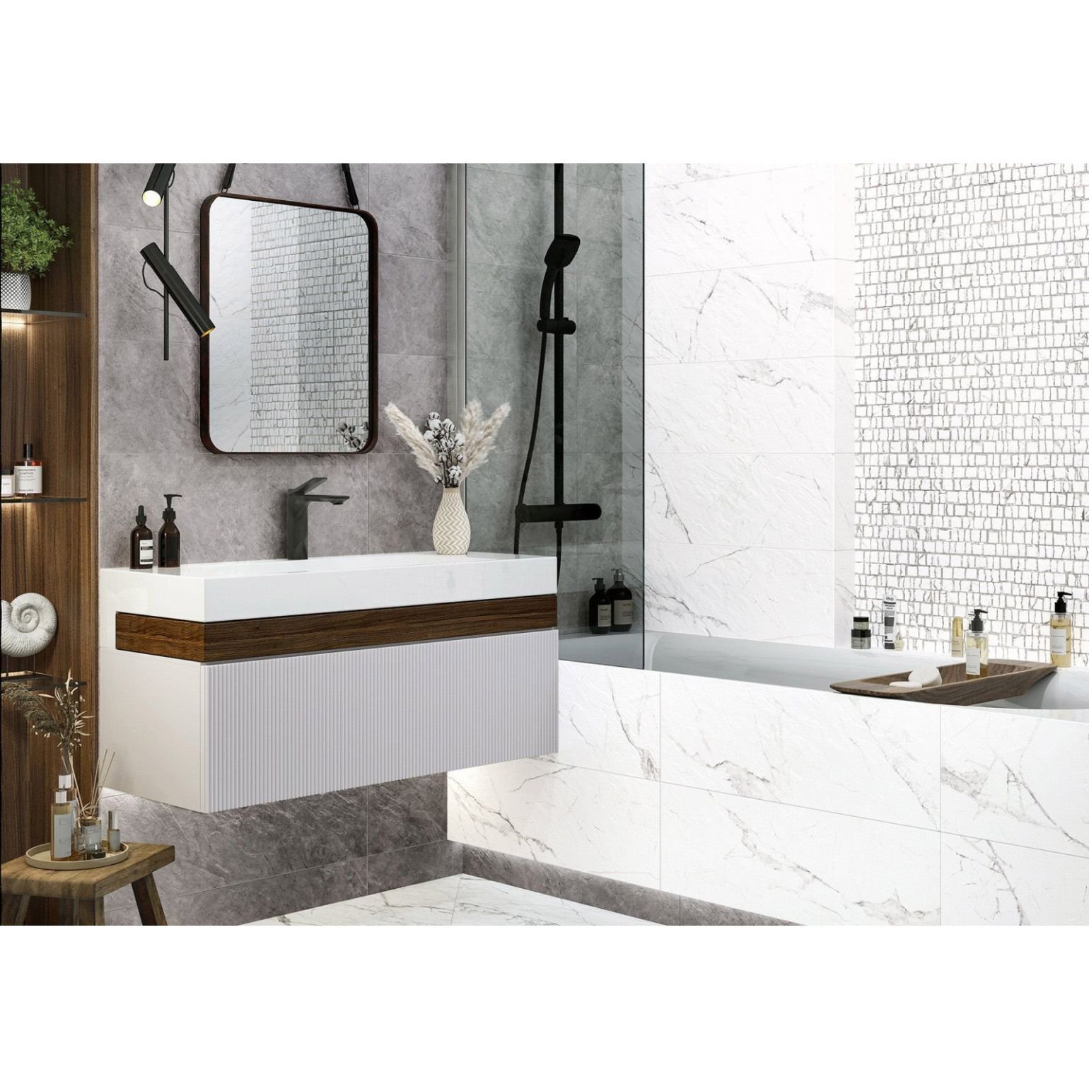 Настенная плитка Alma Ceramica (Альма Керамика) Laurent 24,6х74х0,95 см Рельефная TWU12LRT70R