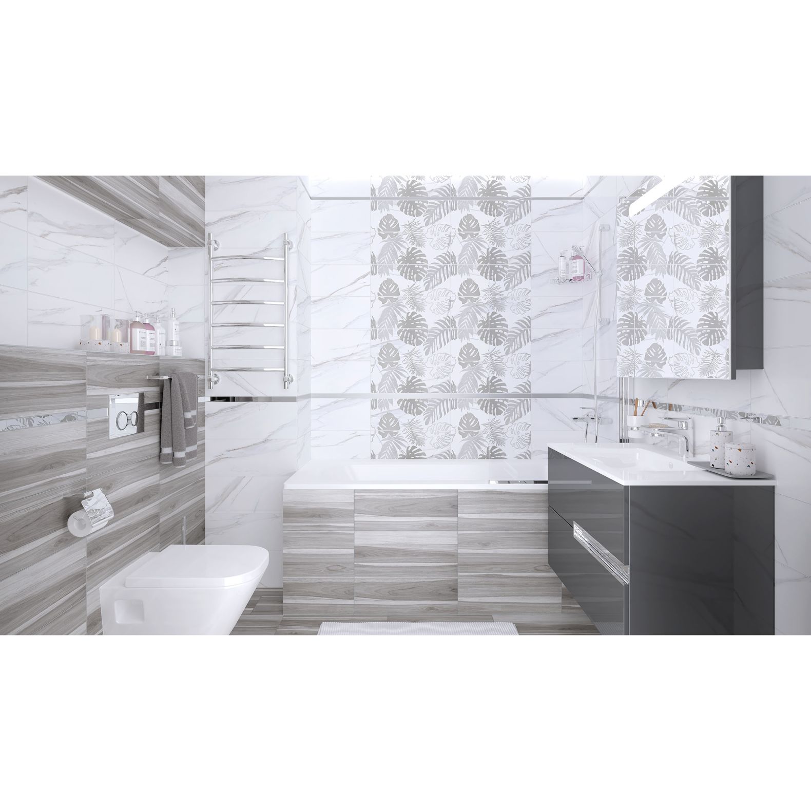 Керамическая плитка Laparet (Лапарет) Elegance белый 20х50 см