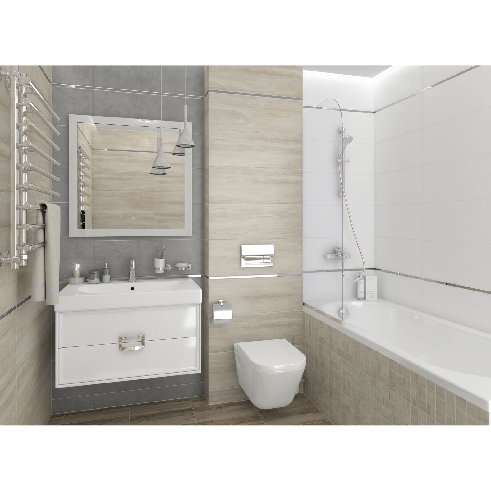 Керамическая плитка Laparet (Лапарет) Clear белый 25х75 см