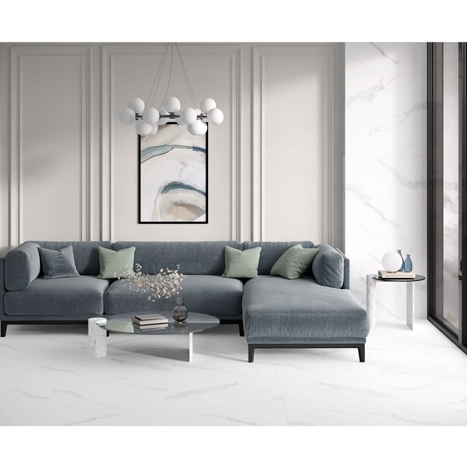 Керамогранит Ceradim (Керадим) Calacatta Sharp Silver белый 80х80 см матовый