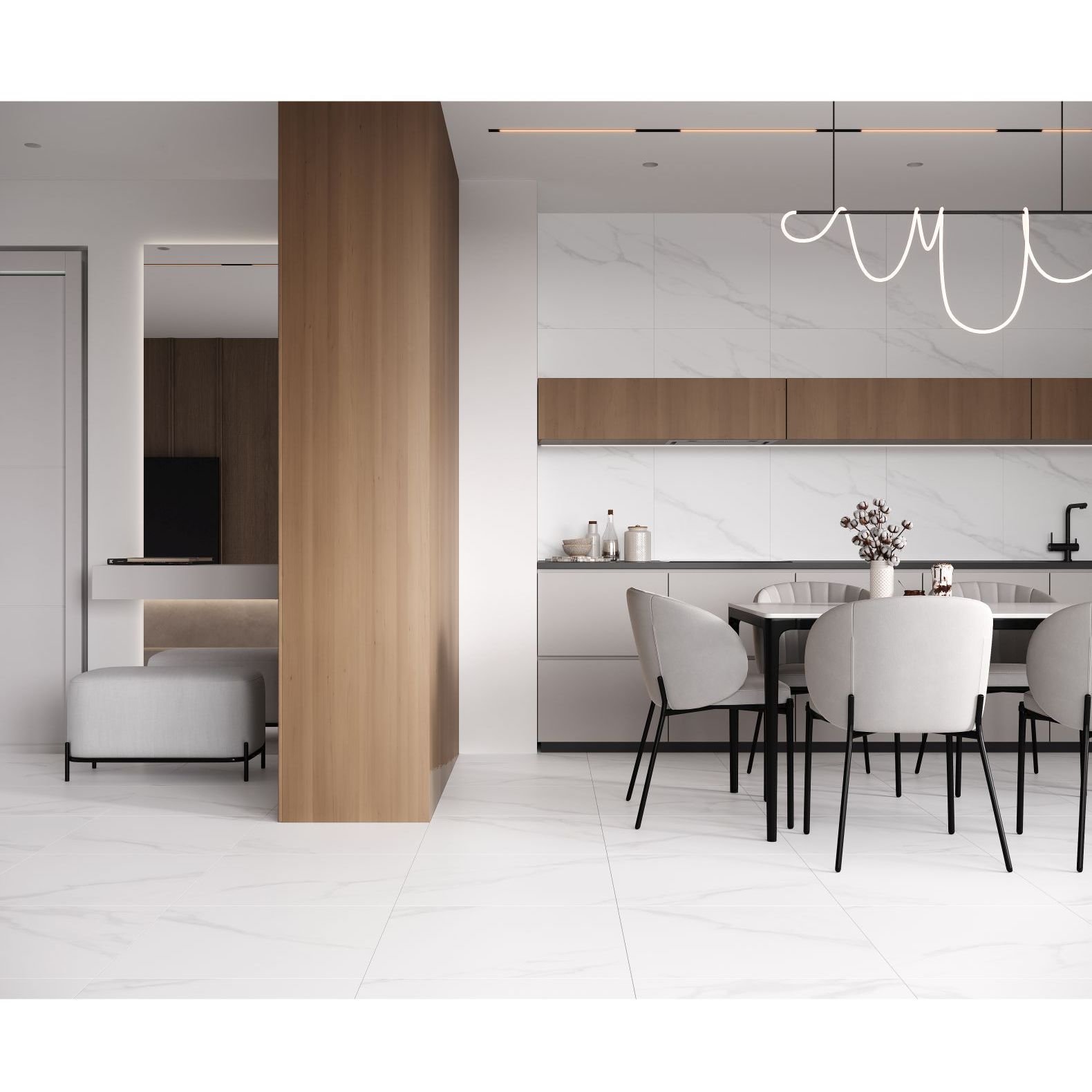 Керамогранит Ceradim (Керадим) Carrara Excellent Silver белый 60х60 см матовый