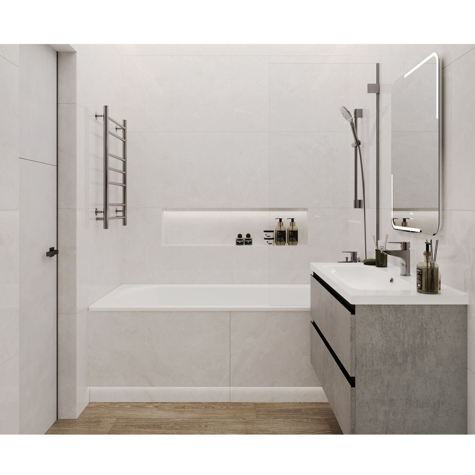 Керамогранит Ceradim (Керадим) Mramor Princess White серый 60х120 см полированный