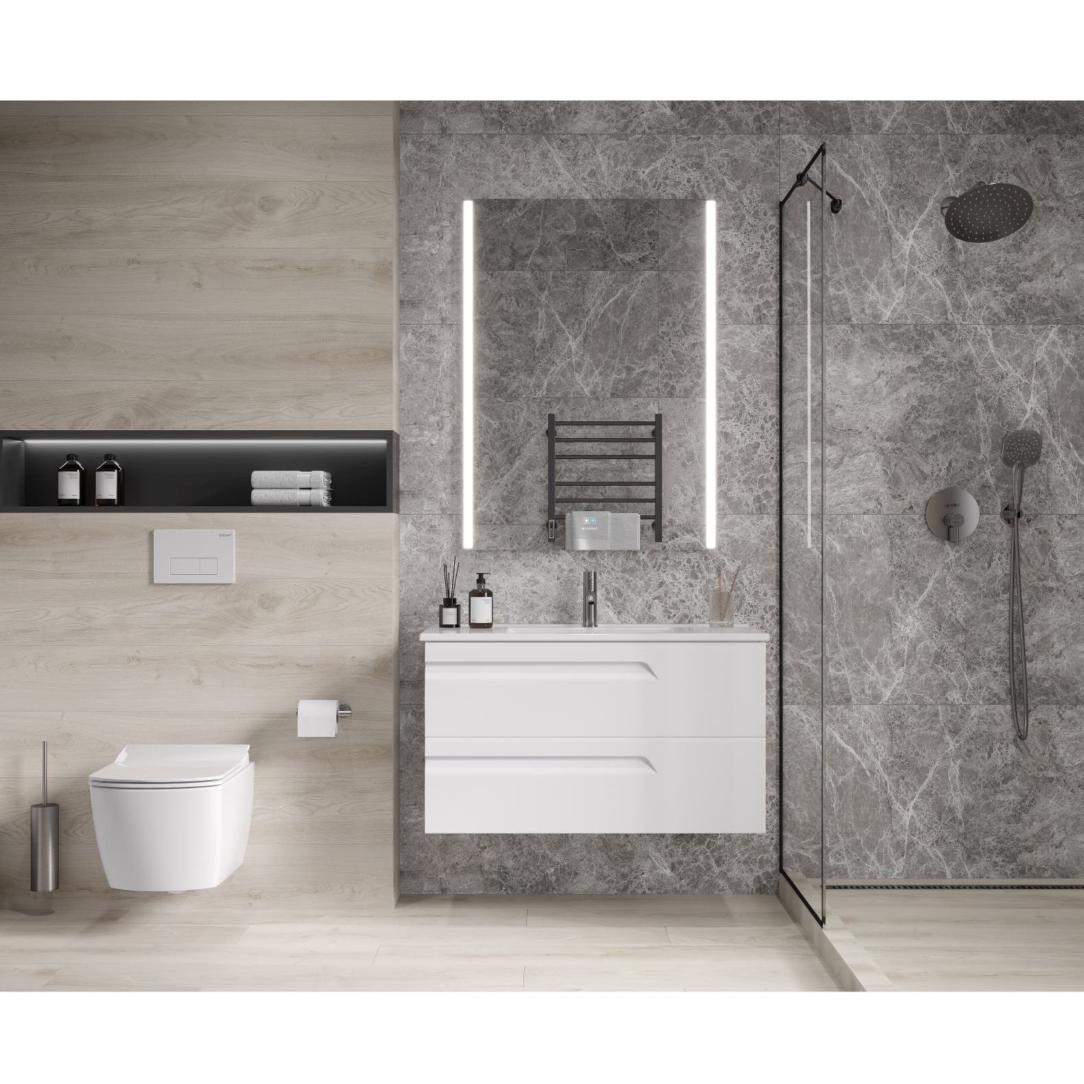 Керамогранит Ceradim (Керадим) Mramor Story Grey серый 60х120 см матовый