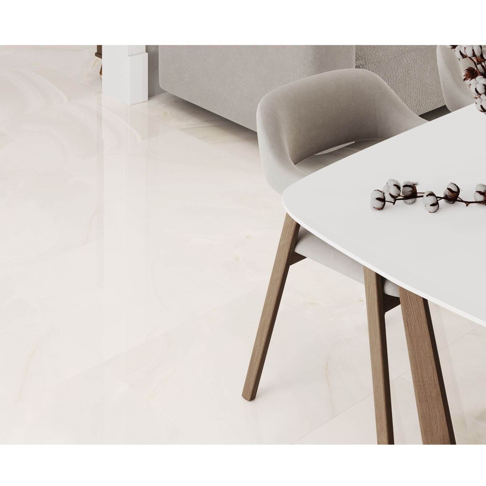 Керамогранит Ceradim (Керадим) Onyx Queen Cream кремовый 60х60 см полированный
