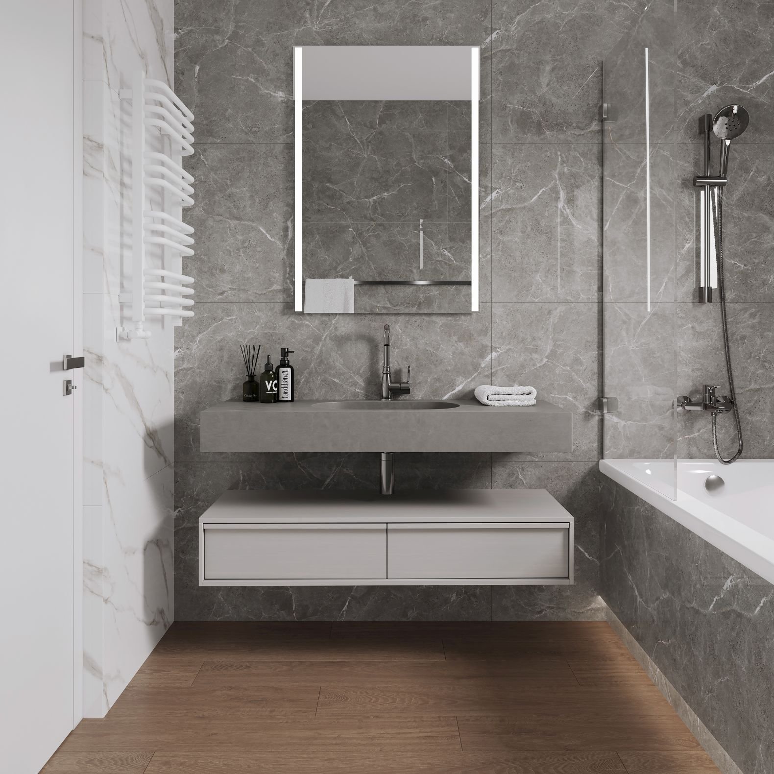 Керамогранит Ceradim (Керадим) Stone Cool Grey серый 60х120 см полированный