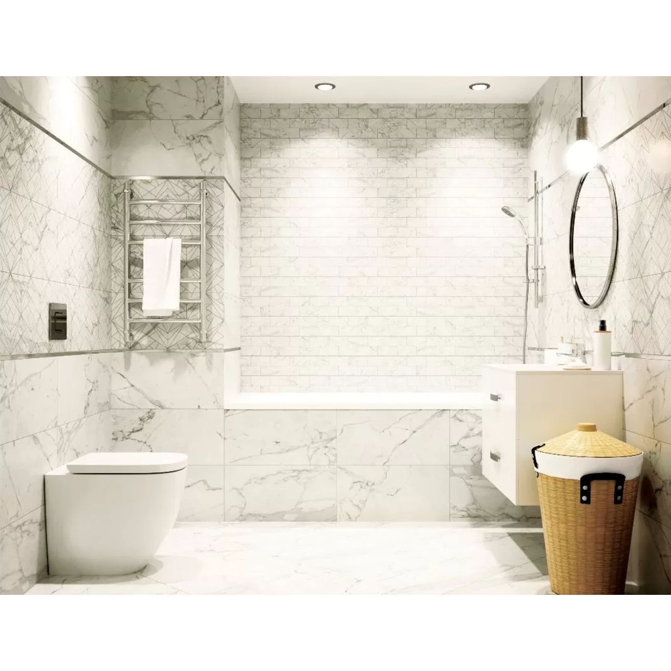 Керамогранит Kerranova (Керанова) Marble Trend Carrara (K-1000/LR/600x1200x11)