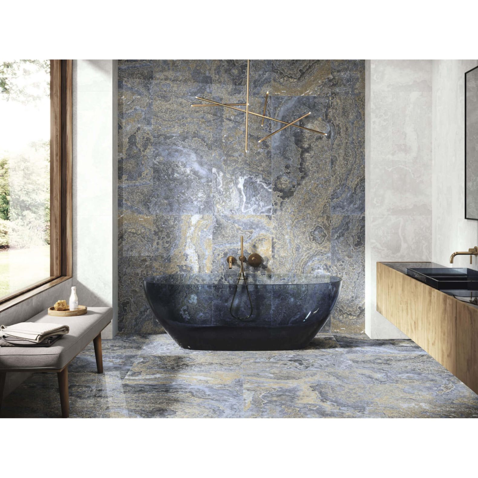 Керамогранит Ape Ceramica (Апе Керамика) Agate Blue лаппатированный ректификат 60x120 см