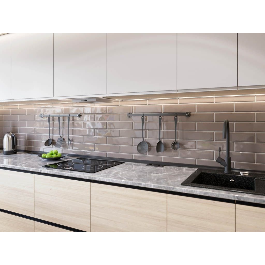 Настенная плитка Tau Ceramica (Тау Керамика) Maiolica Gloss Tan 7.5х30 см, глянцевая, ппп00039554