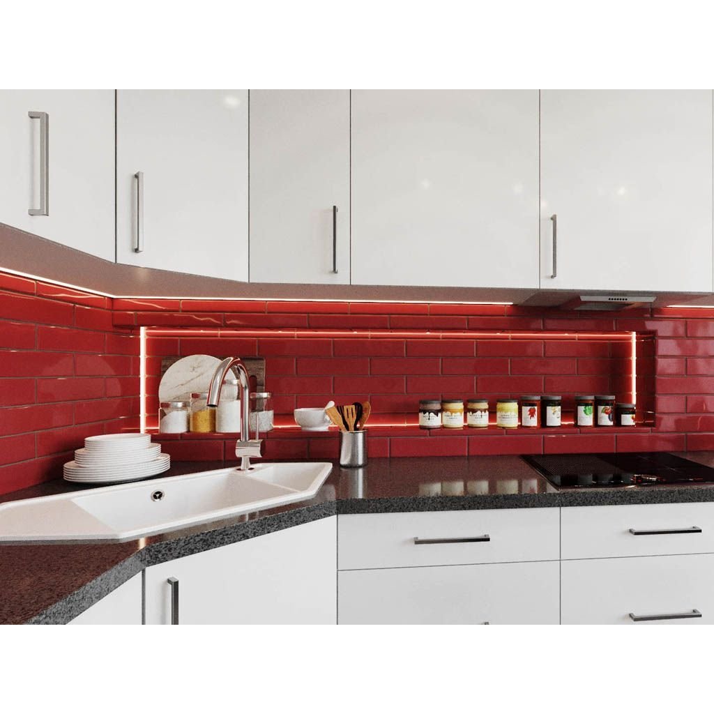 Настенная плитка Tau Ceramica (Тау Керамика) Maiolica Gloss Red 7.5х30 см, глянцевая, ппп00039559