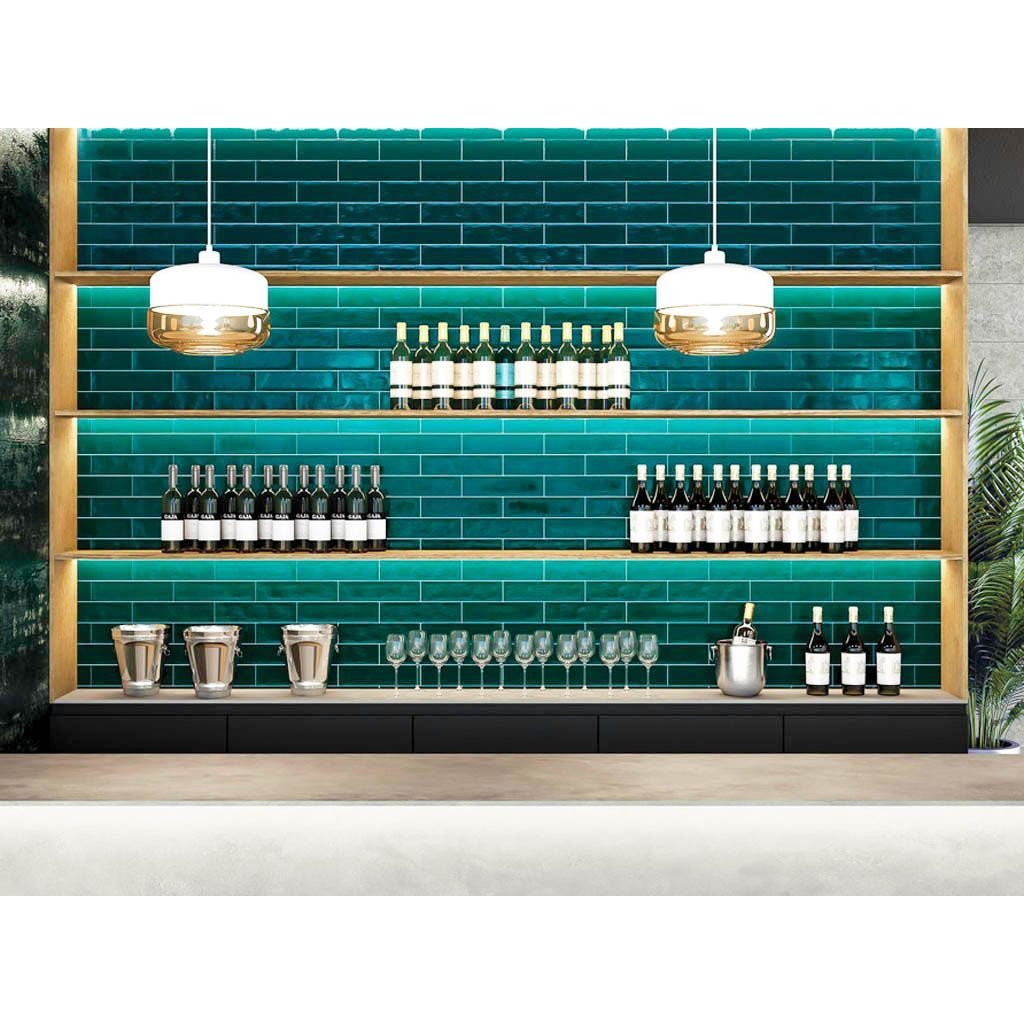 Настенная плитка Tau Ceramica (Тау Керамика) Maiolica Gloss Seagreen 7.5х30 см, глянцевая, ппп00039556