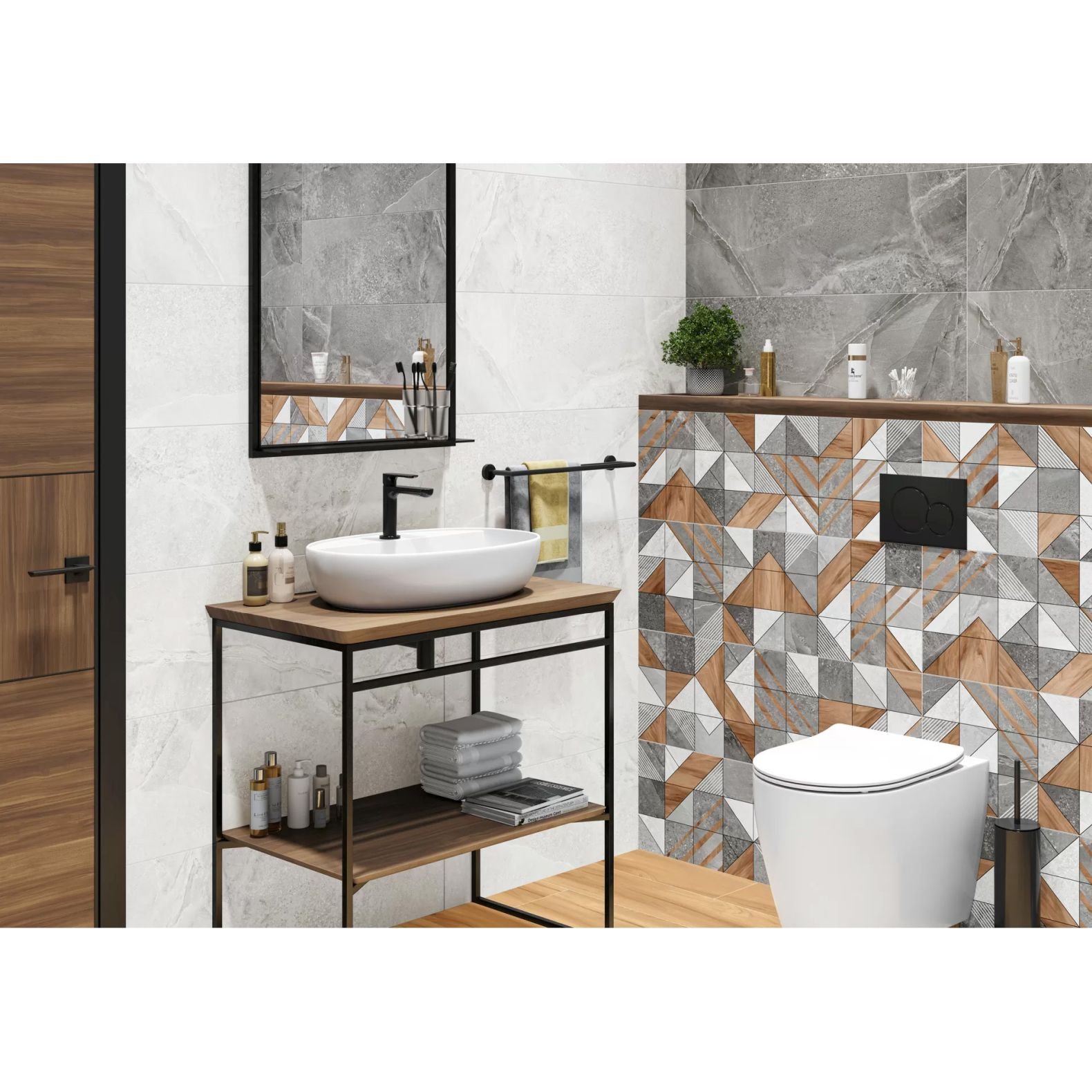 Плитка настенная Delacora (Делакора) Kioto Dark 30х90х1,05 см WT93KIT25