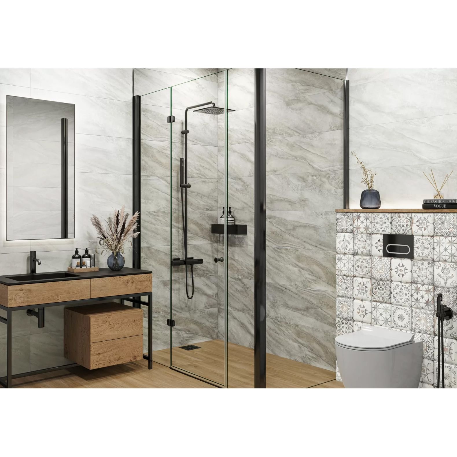 Плитка настенная Delacora (Делакора) Maiolica Dark 30х90х1,05 см WT93LCA25