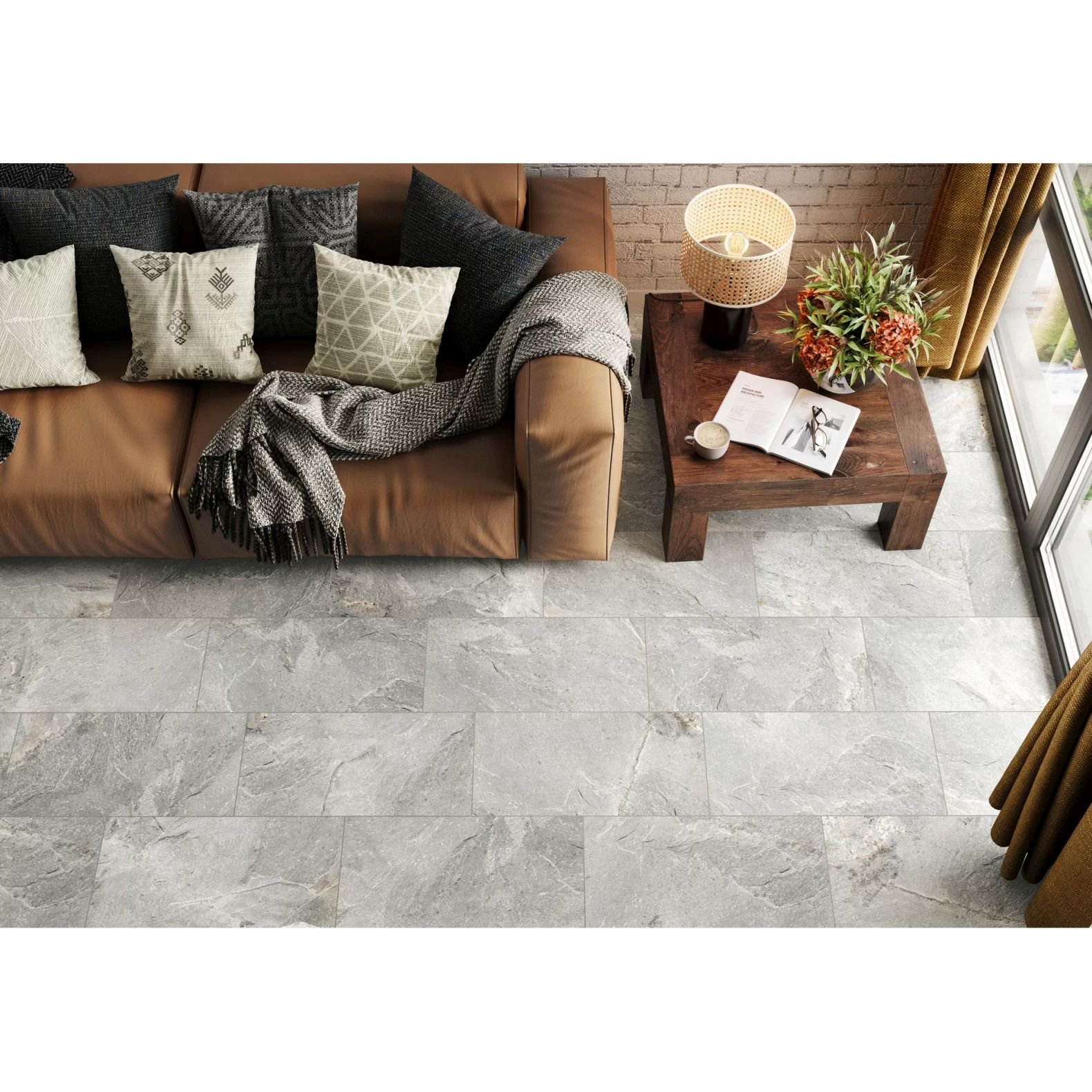 Керамогранит Delacora (Делакора) Stoncrete Gray матовый карвинг 30х60 см D30008M
