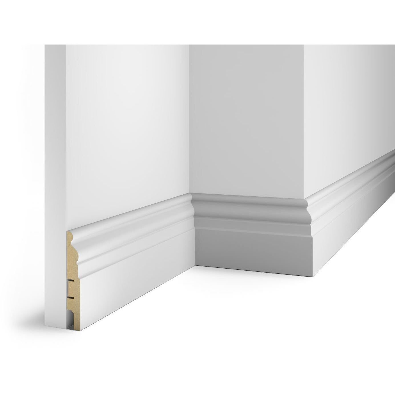 Плинтус Cosca Decor (Коска) МДФ AP18 под покраску, Белый 102x16x2400 мм