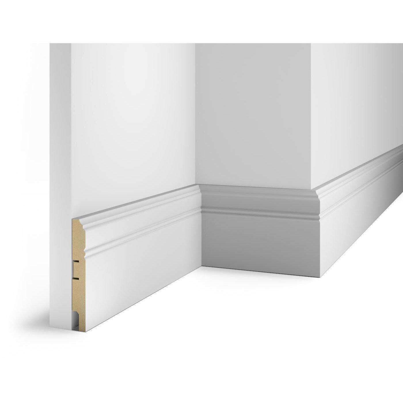 Плинтус Cosca Decor (Коска) МДФ AP17 под покраску, Белый 115x16x2400 мм