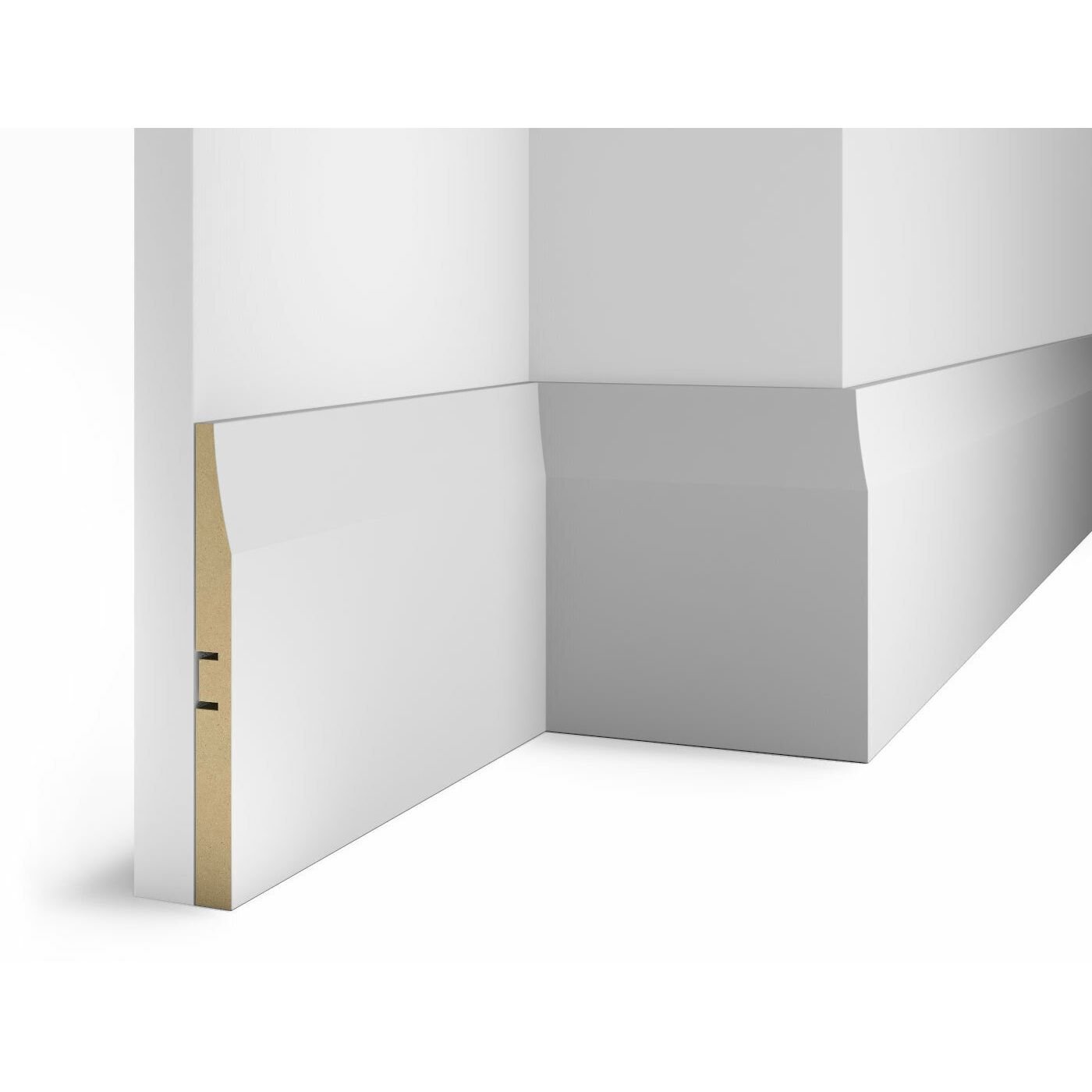 Плинтус Cosca Decor (Коска) МДФ AP25 под покраску, Белый 184x16x2400 мм