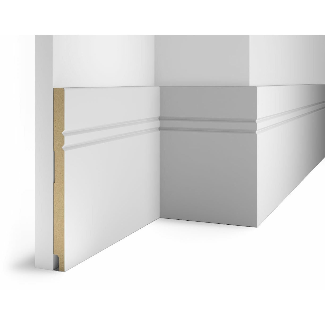 Плинтус Cosca Decor (Коска) МДФ AP27 под покраску, Белый 230x16x2400 мм