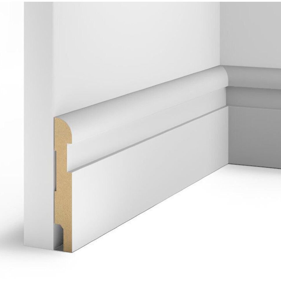 Плинтус Cosca Decor (Коска) МДФ AP29 под покраску, Белый 102x16x2400 мм