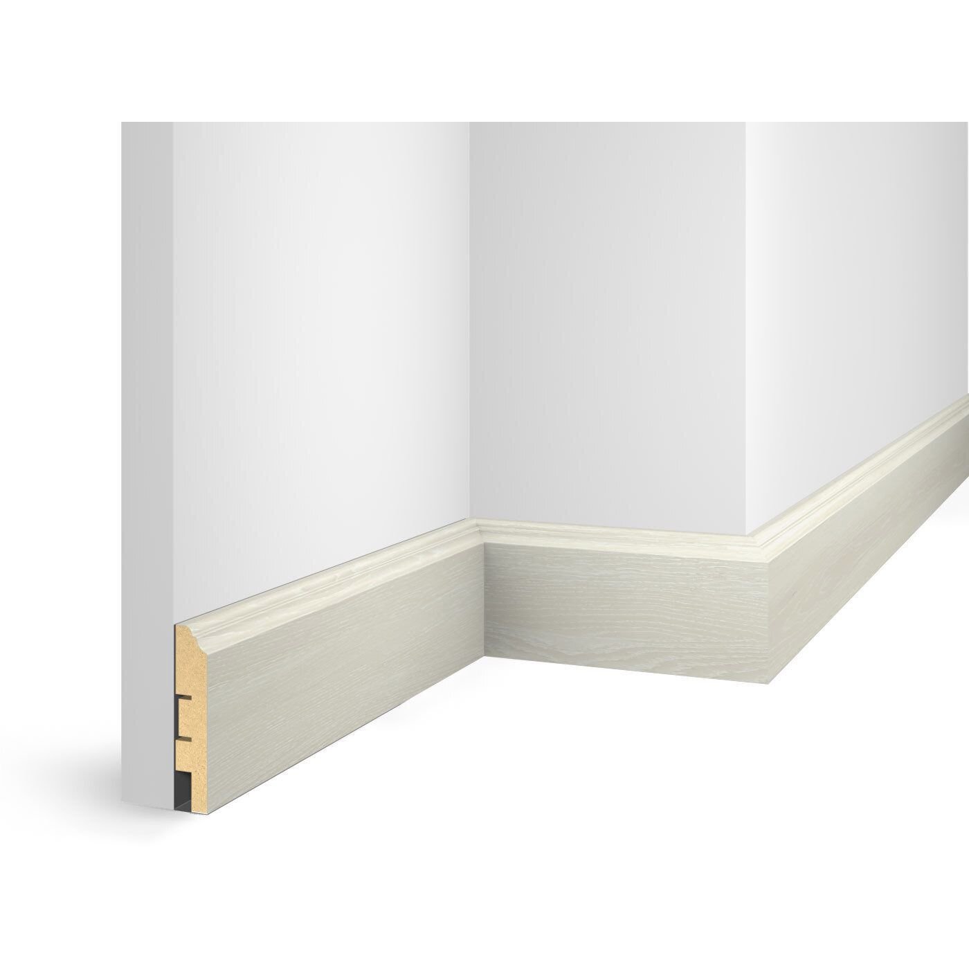 Плинтус Cosca Decor (Коска) МДФ ЕP02 NanoFlex, Груша Белая 60x16x2400 мм