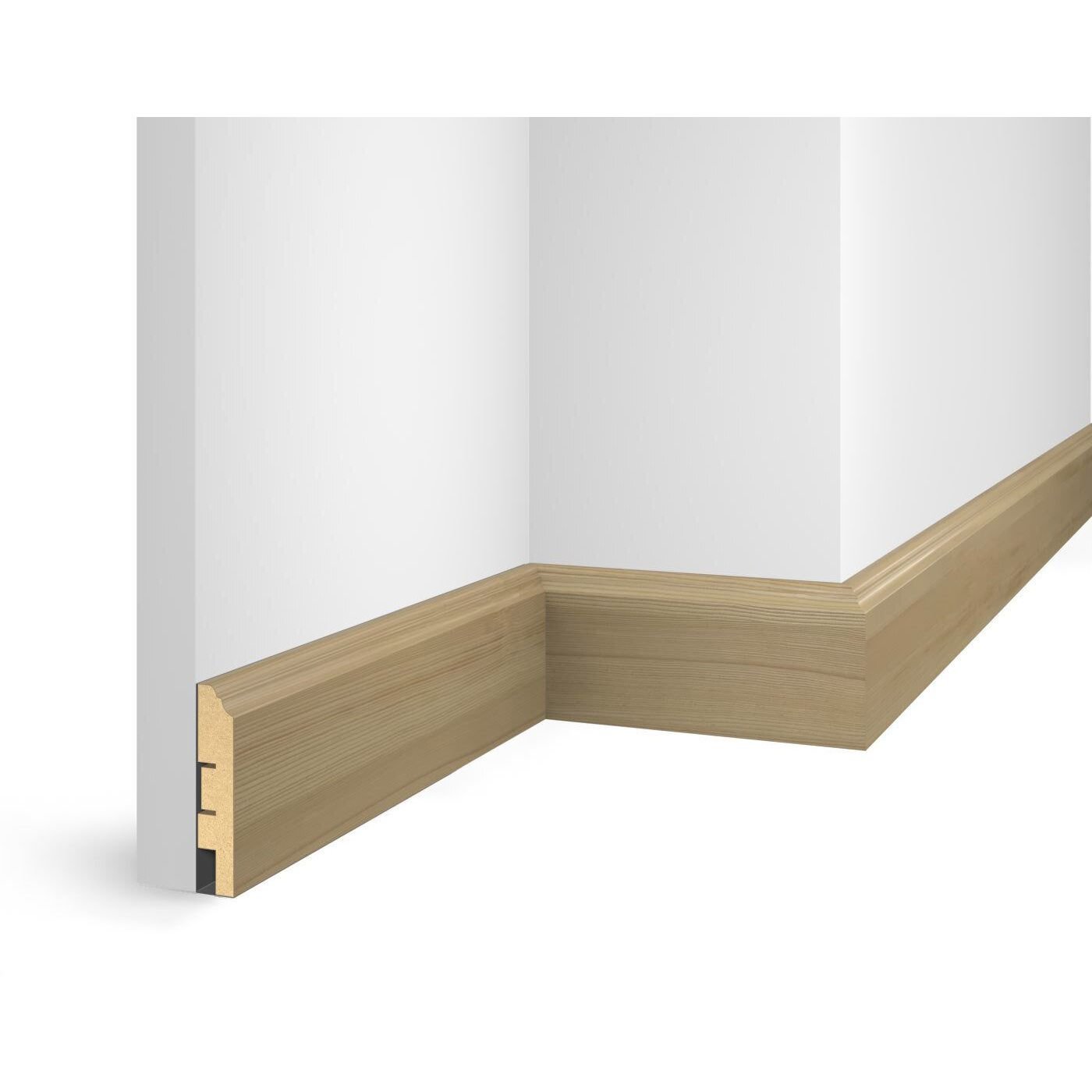 Плинтус Cosca Decor (Коска) МДФ ЕP02 NanoFlex, Дуб Беленый 60x16x2400 мм