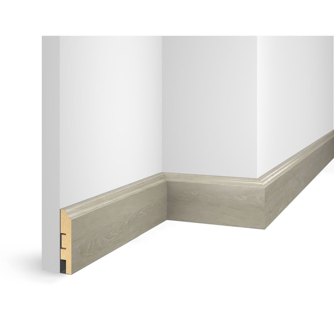 Плинтус Cosca Decor (Коска) МДФ ЕP02 NanoFlex, Дуб Светлый 60x16x2400 мм