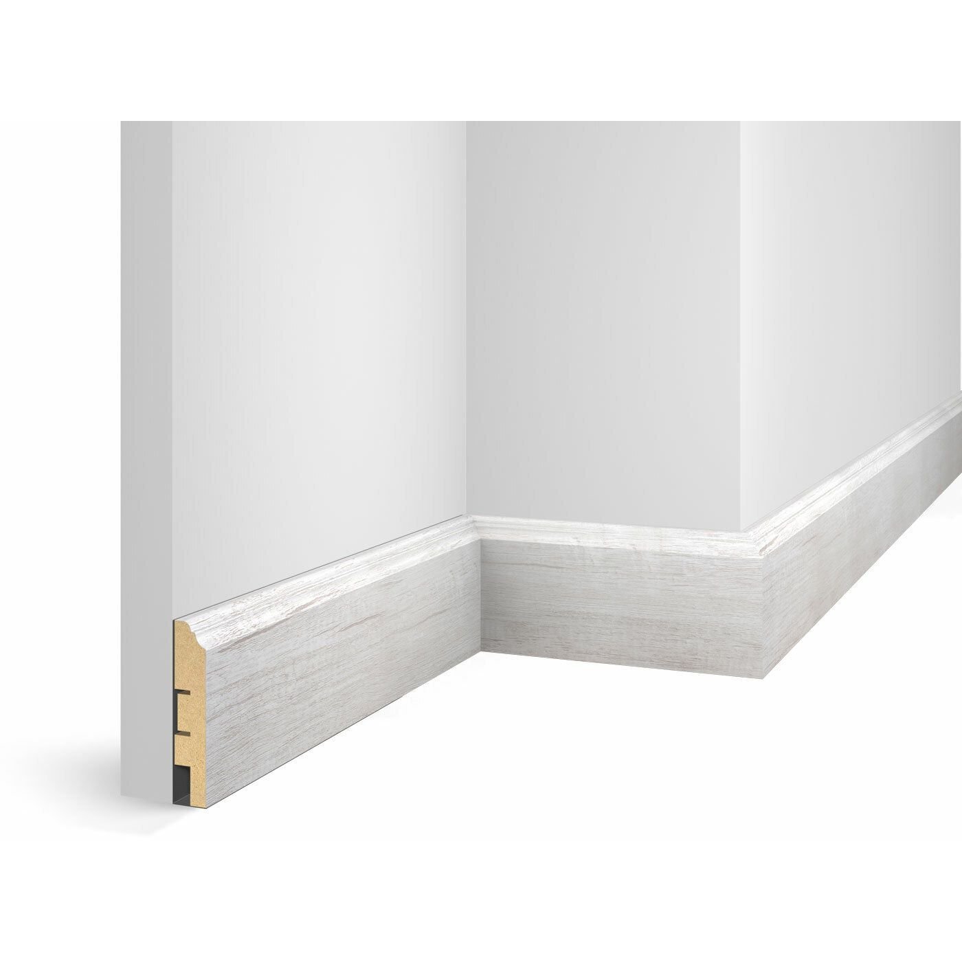 Плинтус Cosca Decor (Коска) МДФ WP07 Экошпон, Дуб Эффект светло-серый 80x16x2400 мм