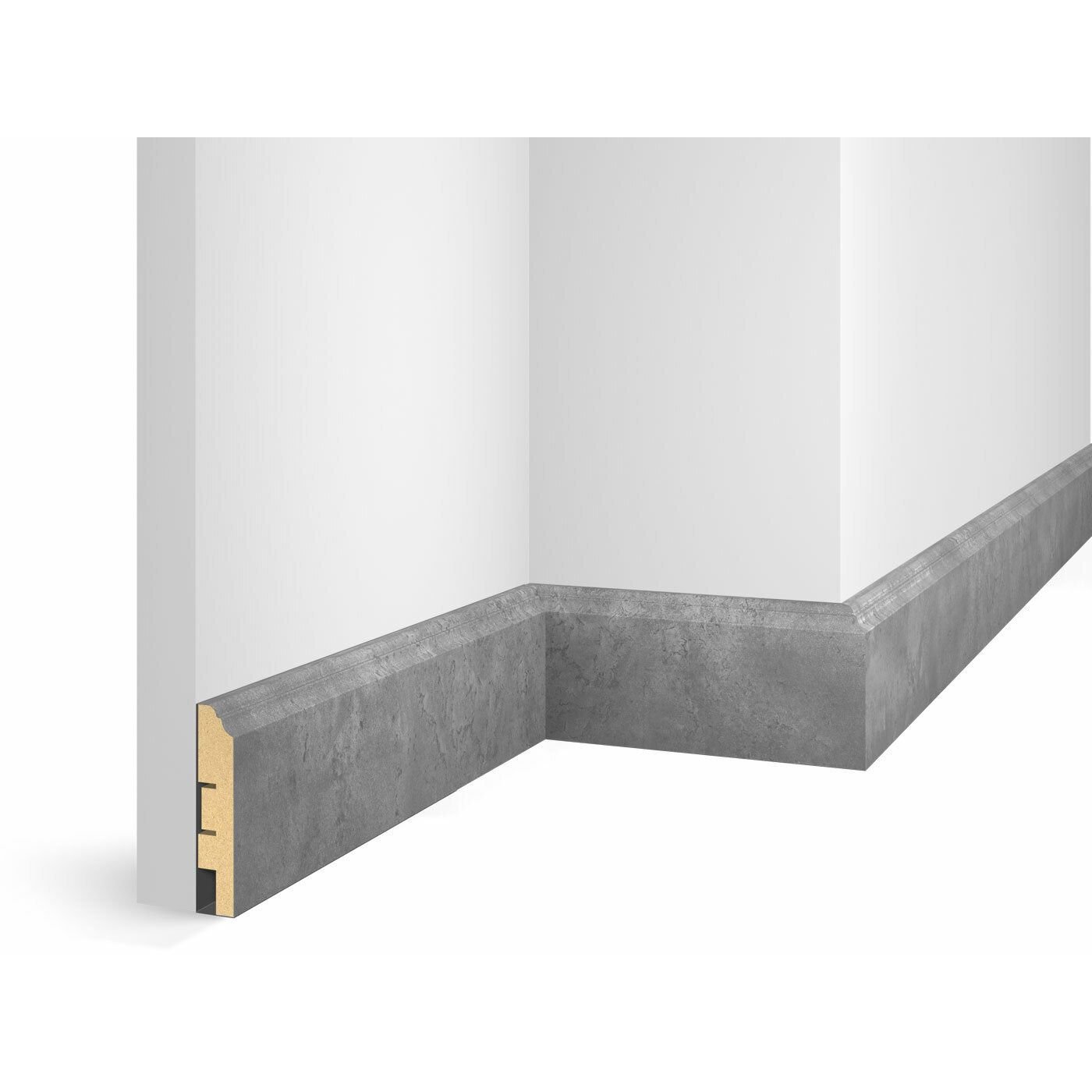 Плинтус Cosca Decor (Коска) МДФ WP07 Экошпон, Бетон 80x16x2400 мм
