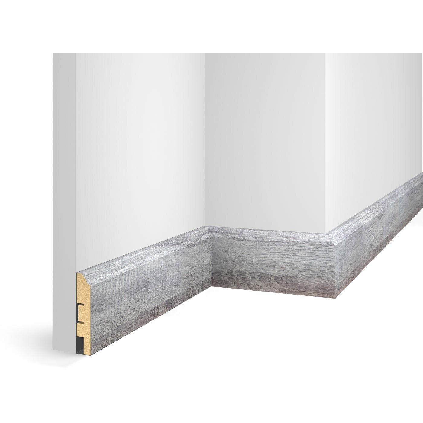 Плинтус Cosca Decor (Коска) МДФ WP07 Экошпон, Дуб Рейн 80x16x2400 мм