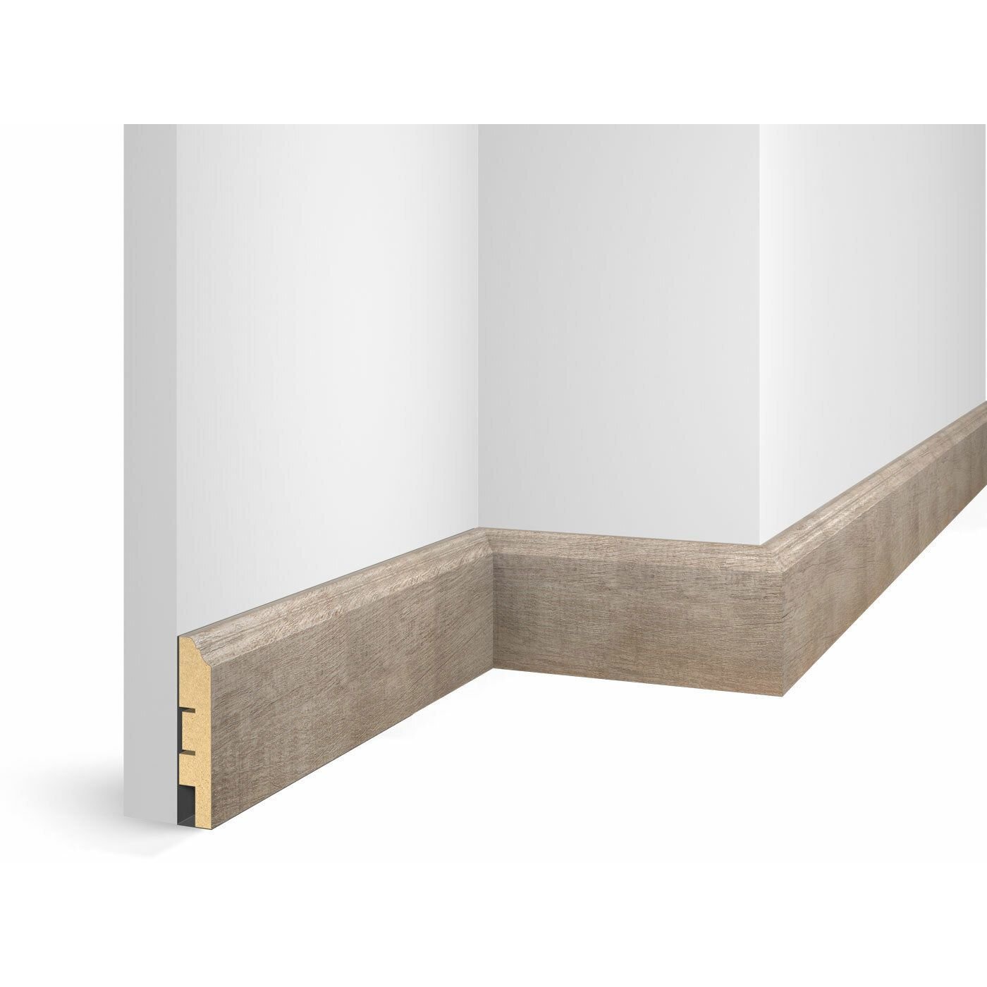 Плинтус Cosca Decor (Коска) МДФ WP07 Экошпон, Дуб Серо-коричневый 80x16x2400 мм