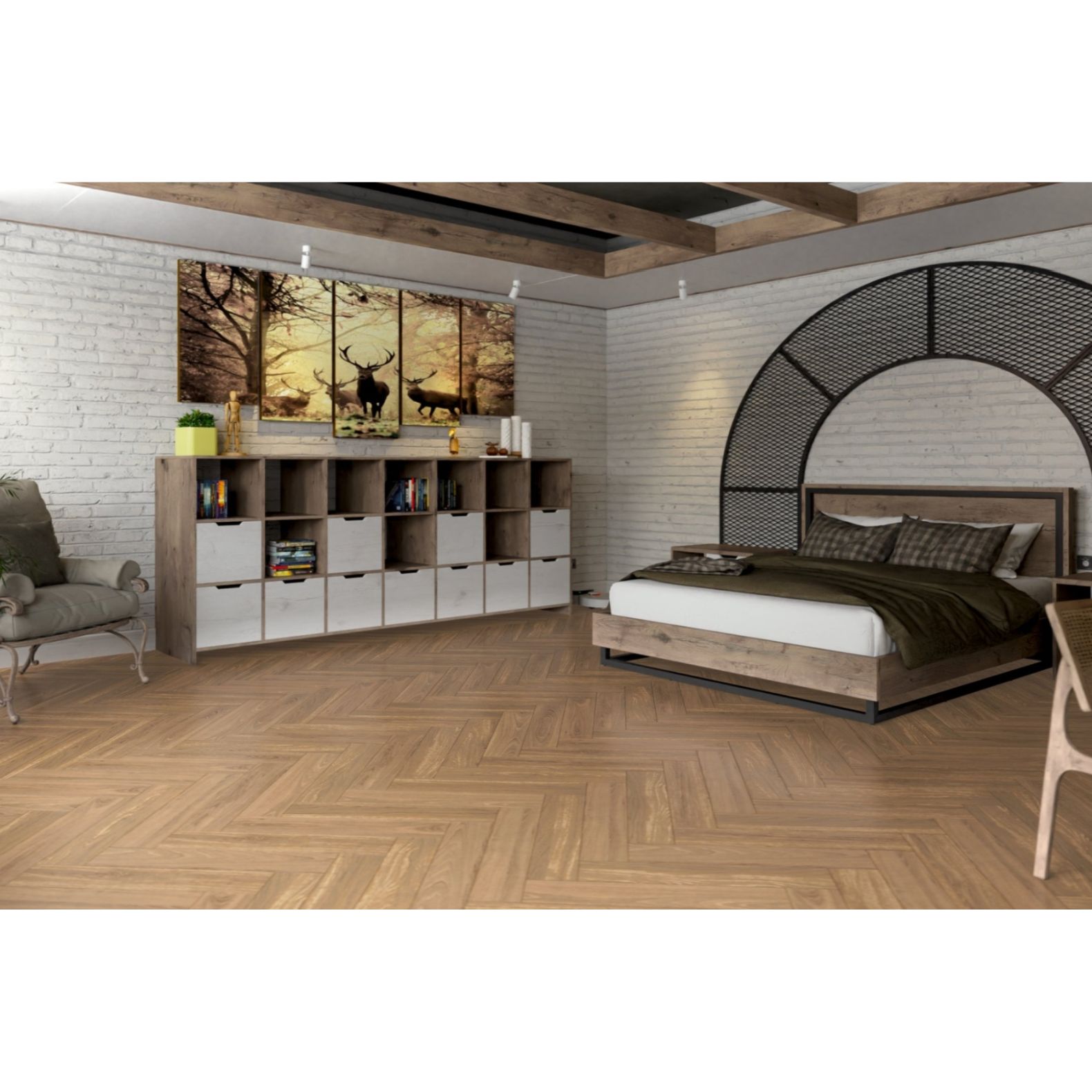 Инженерный двухслойный паркет Damy Floor (Дэми Флор) Luxury Английская елка Евростандарт Натуральный 600х90х15 мм