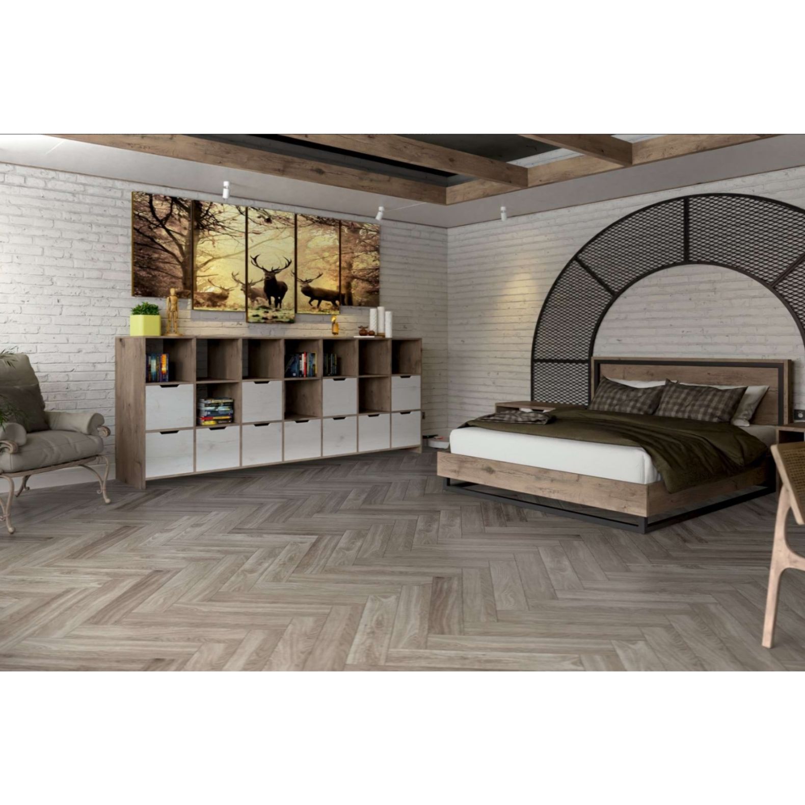 Инженерный двухслойный паркет Damy Floor (Дэми Флор) Luxury Английская елка Селект Скандинавский 600х90х15 мм