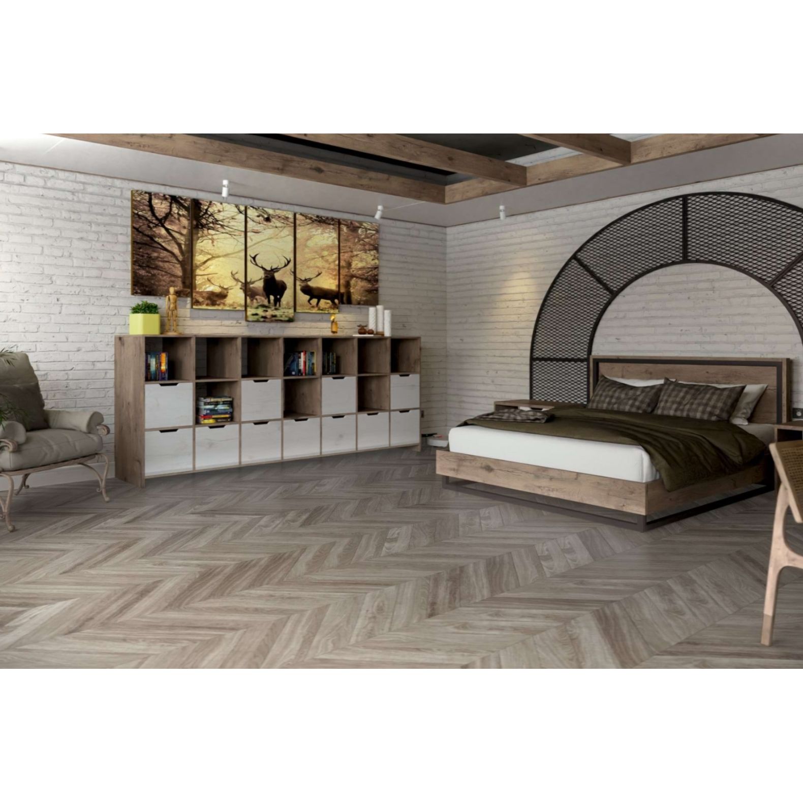 Инженерный двухслойный паркет Damy Floor (Дэми Флор) Luxury Французская елка Евростандарт Скандинавский 620х120х15 мм