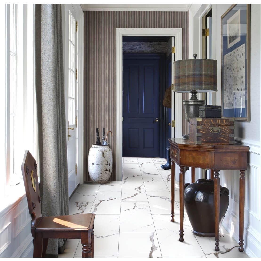 Виниловая плитка ПВХ Royce (Ройс) SPC Qvadro 4/42 Мрамор Кимберли (Marble Kimberley), Q1958