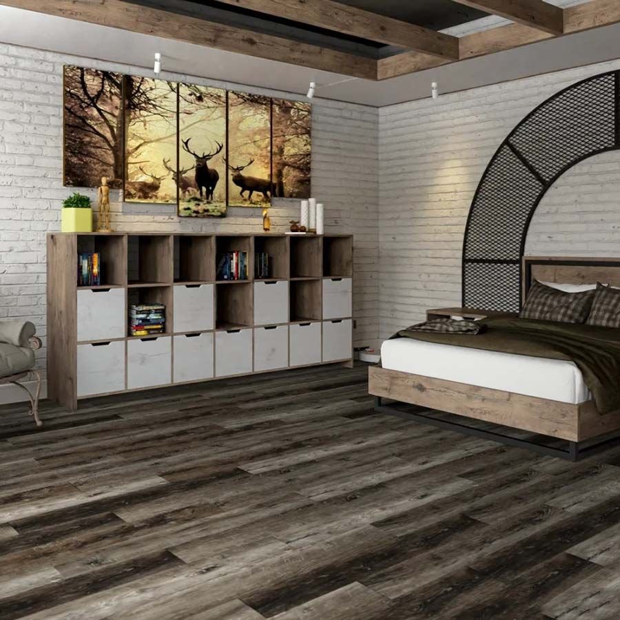 Кварц-виниловая плитка Damy Floor (Деми Флур) Family LVT 2,5/43 Дуб Рустикальный Черный (Oak Rustic Black), TCM369-7-LVT