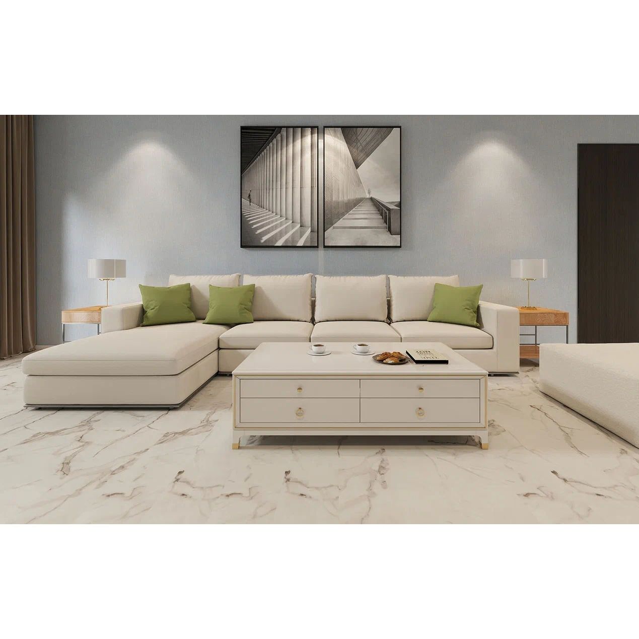 Ламинат Stone Floor (Стоун Флур) MSPC Big Stone 8/43 Бело-серый Мрамор (White-Gray Marble), 2820-4 MP