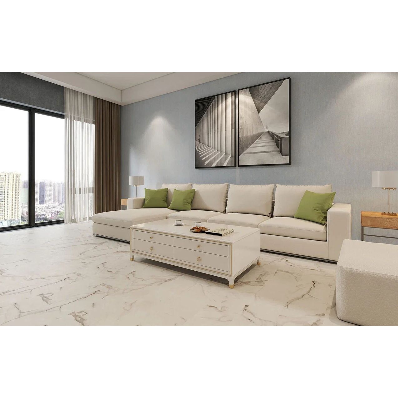 Ламинат Stone Floor (Стоун Флур) MSPC Big Stone 8/43 Бело-серый Мрамор (White-Gray Marble), 2820-4 MP