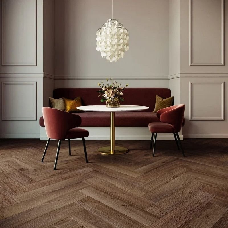 Кварц-виниловая LVT напольная плитка Invictus (Инвиктус) Maximus Click Herringbone 5/42 Highland Oak Chocolate, 42