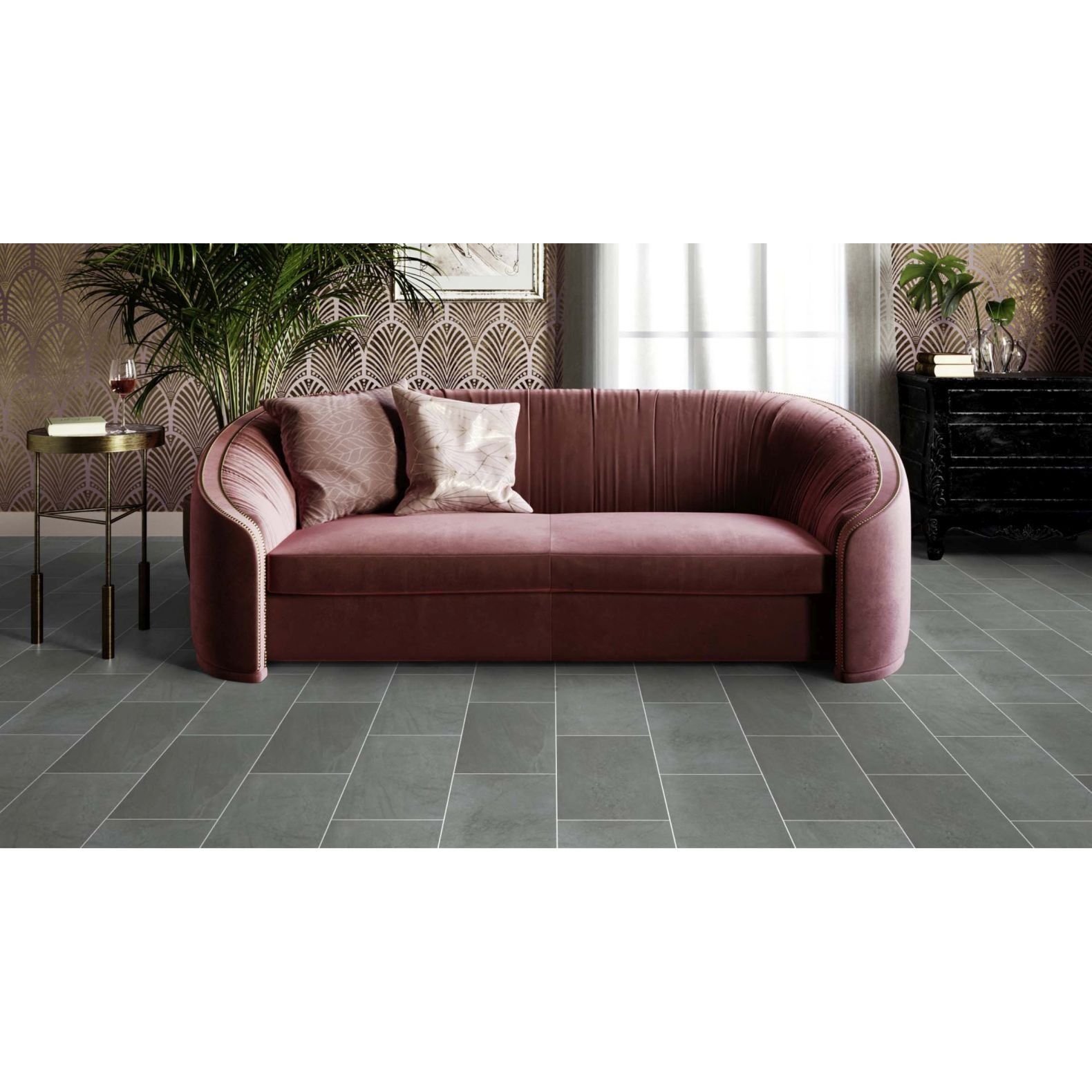 Кварц-виниловая LVT напольная плитка Invictus Maximus Dryback Tile 2,5/42 Groovy Granite (Гранит) Steel, 92