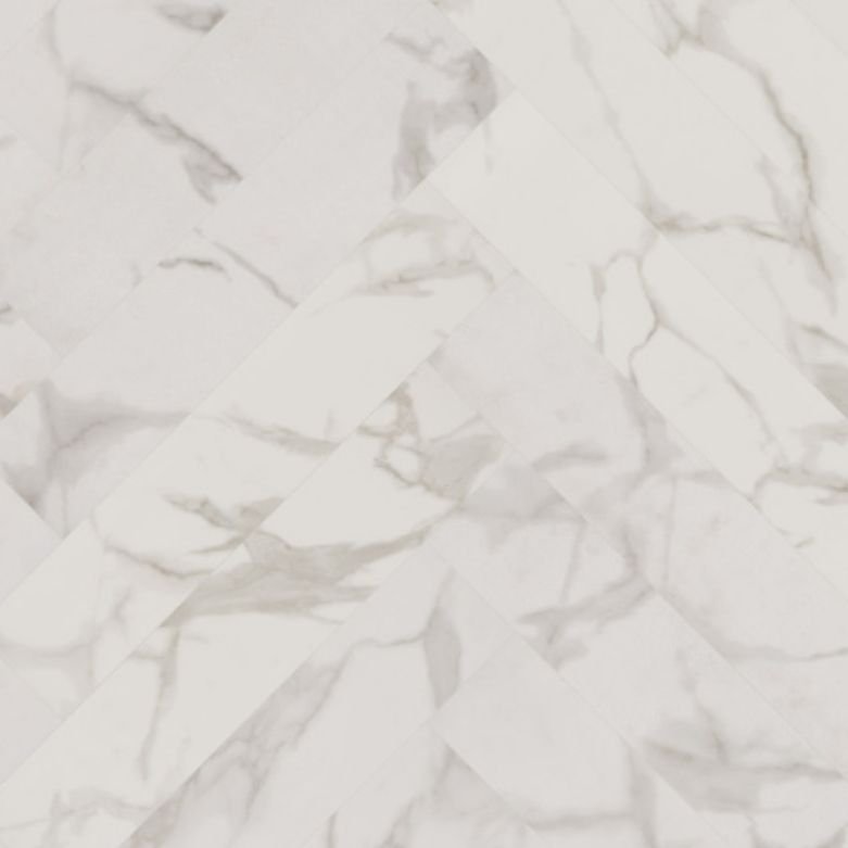 Кварц-виниловая LVT напольная плитка Invictus (Инвиктус) Maximus Click Herringbone 5/42 Pure Marble Snowflake, 02