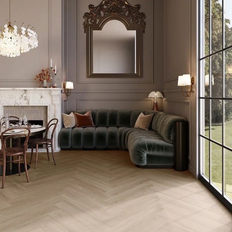 Кварц-виниловая LVT напольная плитка Invictus (Инвиктус) Maximus Click Herringbone 5/42 Divine Oak Cookie, 32