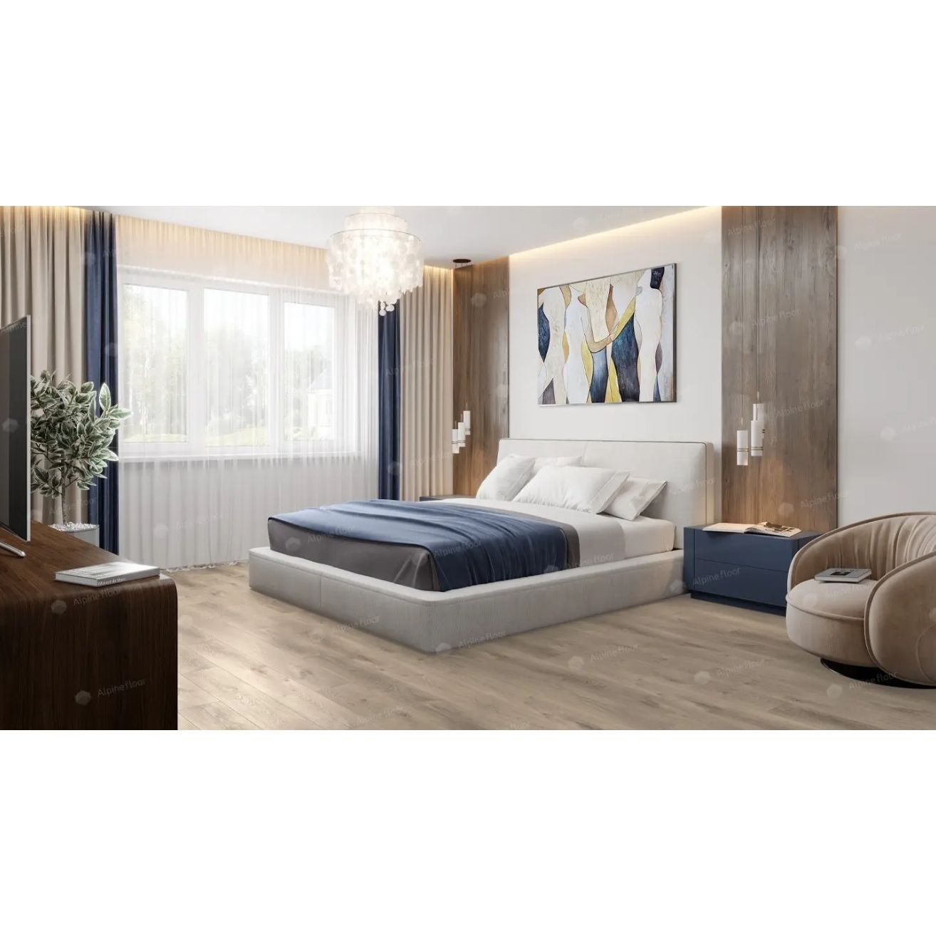 Виниловый пол Alpine Floor (Альпин Флор) Premium XL ABA 8/43 Дуб Натуральный Отбеленный (Oak Natural Bleached), ЕСО 7-5 MC