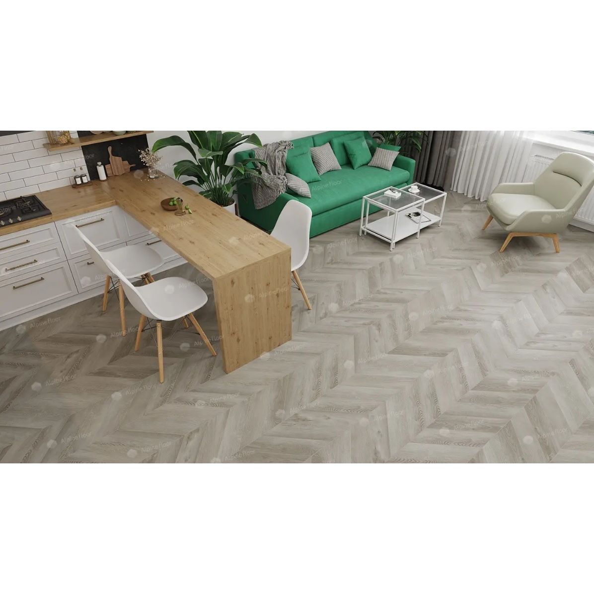 Виниловый SPC ламинат Alpine Floor (Альпин Флор) Chevron Alpine 5/43 Дуб Фантазия (Oak Fantasy), ЕСО 18-1 MC