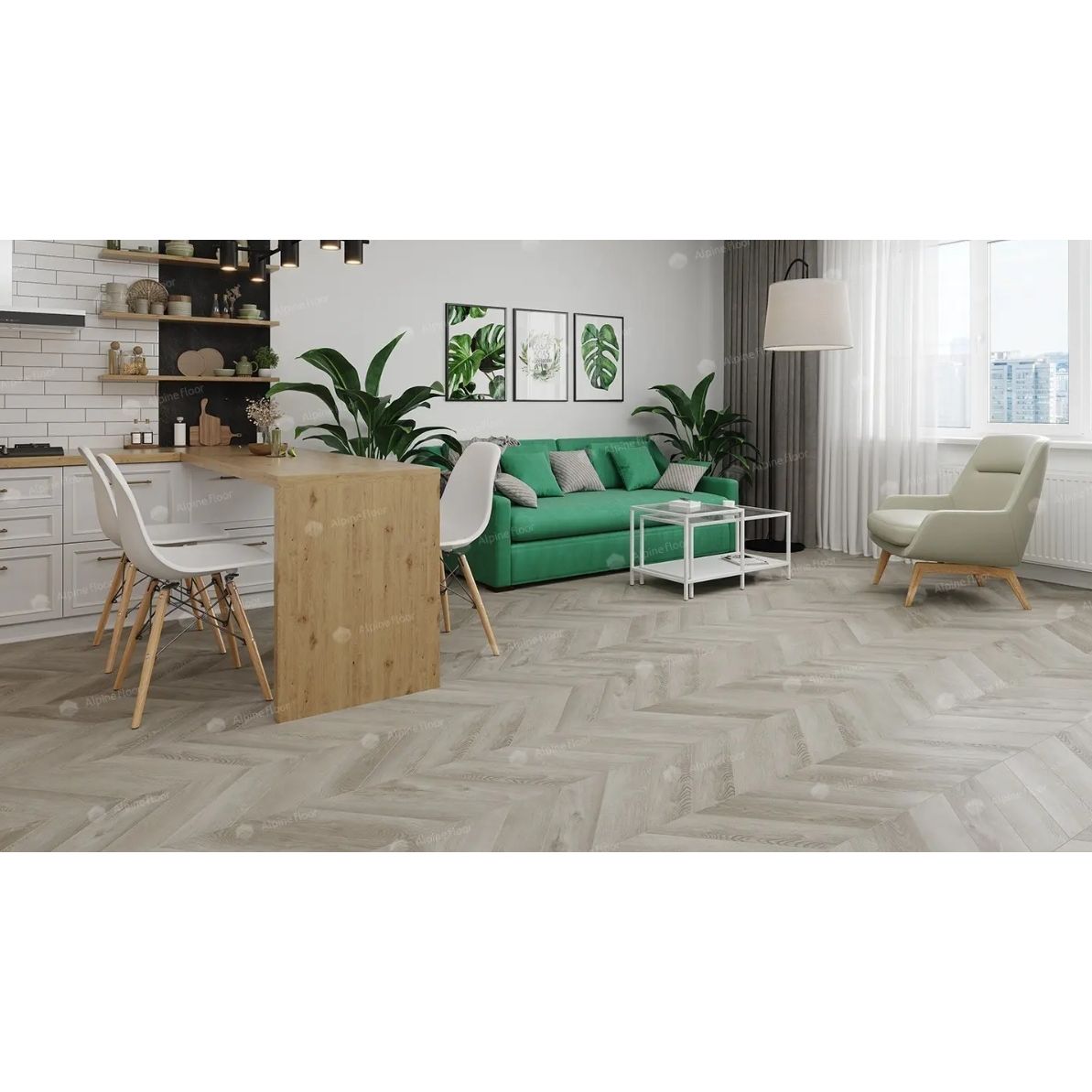 Виниловый SPC ламинат Alpine Floor (Альпин Флор) Chevron Alpine 5/43 Дуб Фантазия (Oak Fantasy), ЕСО 18-1 MC