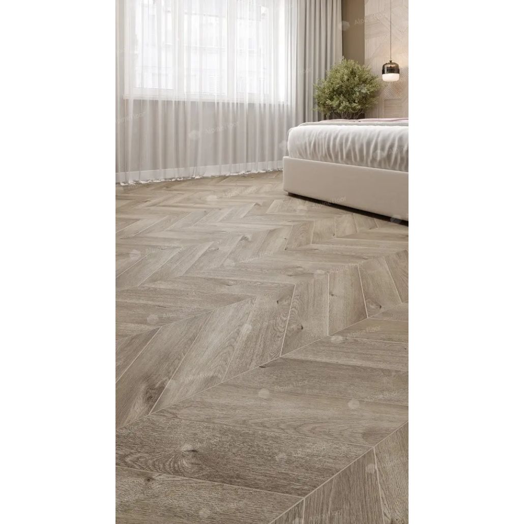 Виниловый SPC ламинат Alpine Floor (Альпин Флор) Chevron Alpine 5/43 Дуб Натуральный Отбеленный (Oak Natural Bleached), ЕСО 18-3 MC