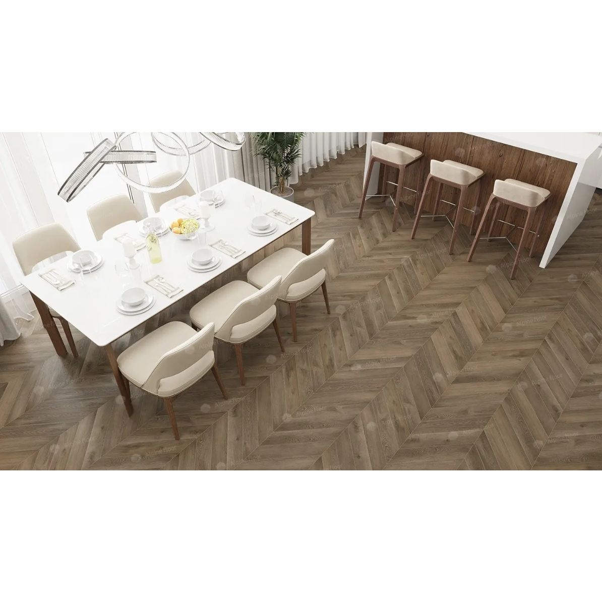 Виниловый SPC ламинат Alpine Floor (Альпин Флор) Chevron Alpine 5/43 Дуб Насыщенный (Oak Rich), ЕСО 18-4 MC