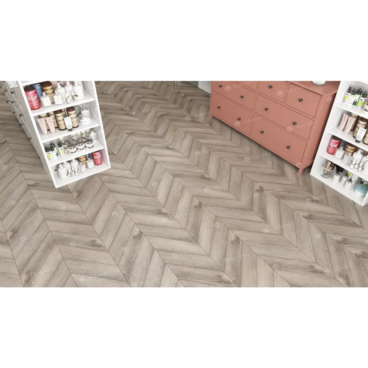 Виниловый SPC ламинат Alpine Floor (Альпин Флор) Chevron Alpine 5/43 Дуб Исида (Oak Isis), ЕСО 18-8 MC