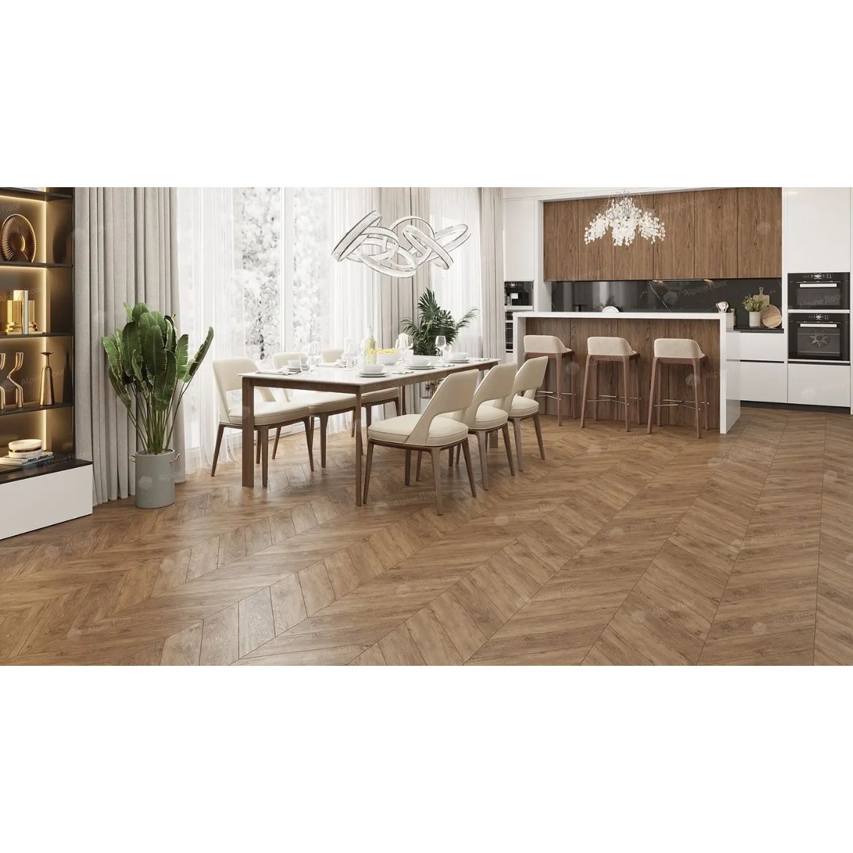 Виниловый SPC ламинат Alpine Floor (Альпин Флор) Chevron Alpine 5/43 Гевуина (Gevuina), ЕСО 18-10 MC