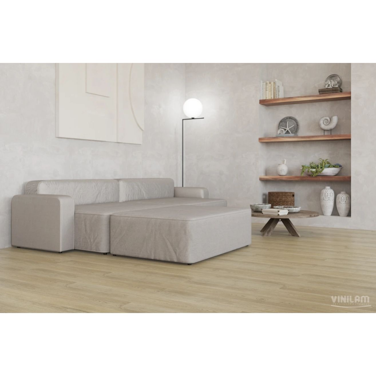 Виниловый пол Vinilam (Винилам) Glue Дуб Шверин 2,5/43 (Oak Schwerin), 8895