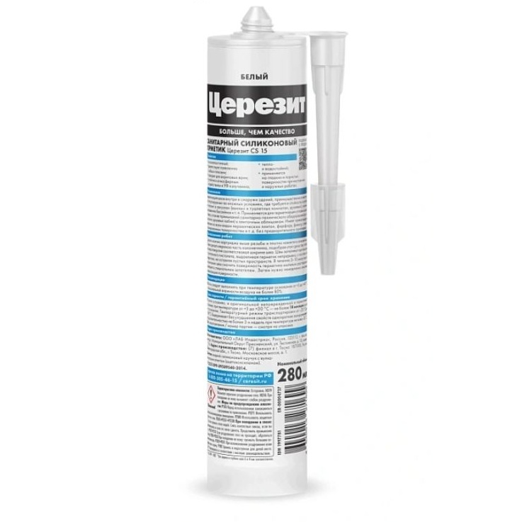 Герметик силиконовый Ceresit (Церезит) CS 15 санитарный прозрачный 280 мл